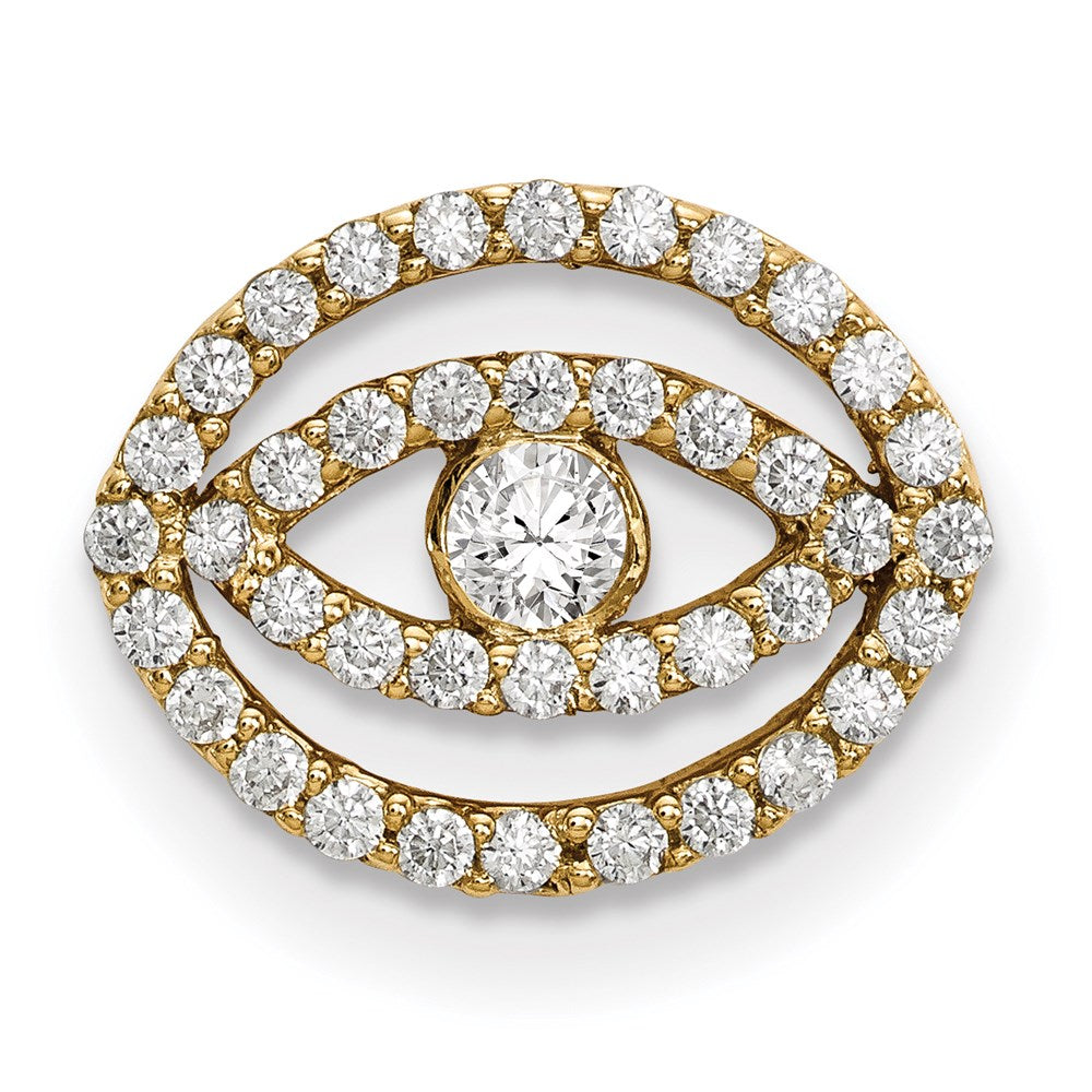 14 Karat Gelbgold Diamant-Halo-Anhänger „Böses Auge“, klein
