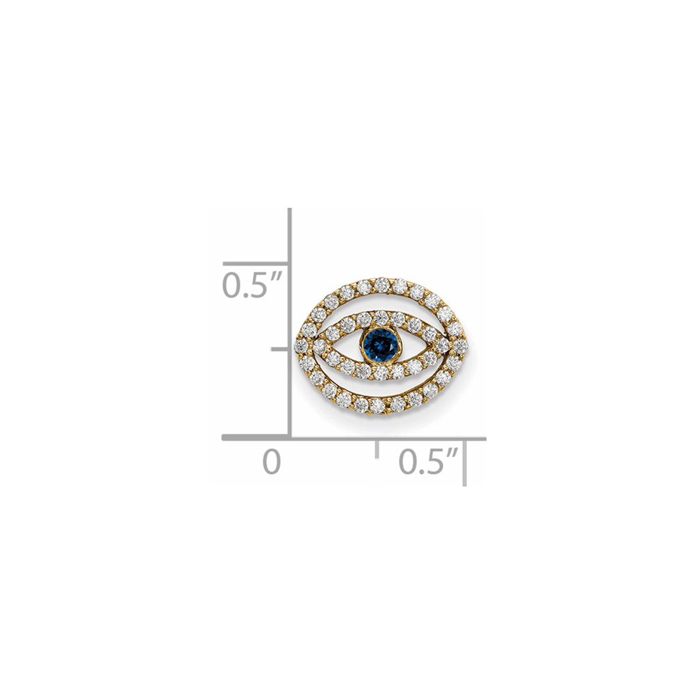 14K Gelbgold Kleiner Diamant- und Saphir-Halo-Anhänger „Böser Blick“