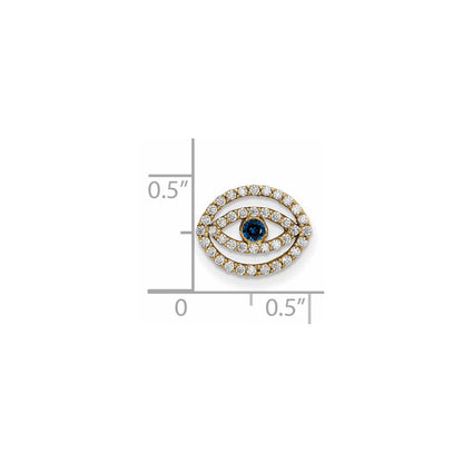 14K Gelbgold Kleiner Diamant- und Saphir-Halo-Anhänger „Böser Blick“
