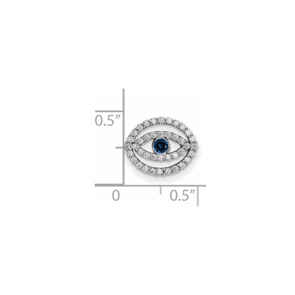 14K Weißgold Diamant- und Saphir-Halo-Anhänger „Böser Blick“
