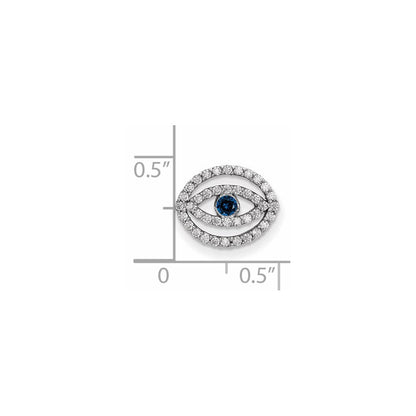 14K Weißgold Anhänger mit kleinem Diamant- und Saphir-Halo, Böses Auge