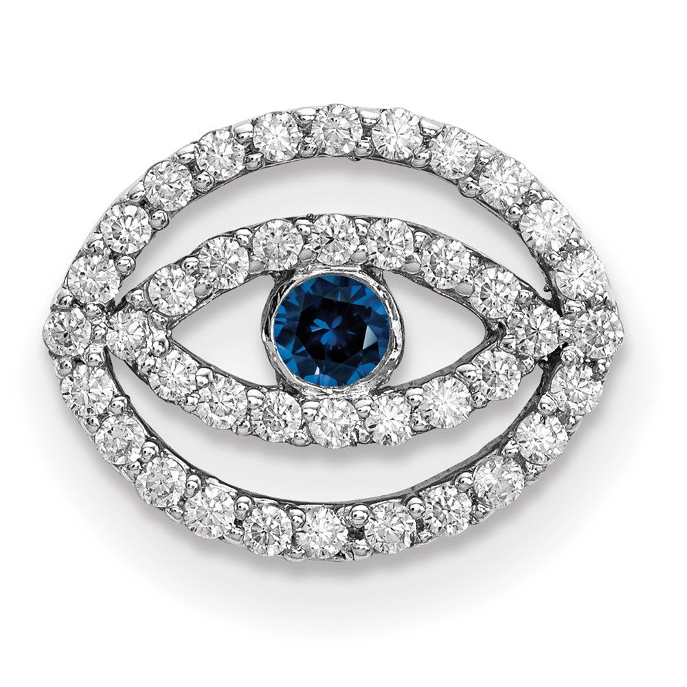 14K Weißgold Diamant- und Saphir-Halo-Anhänger „Böser Blick“