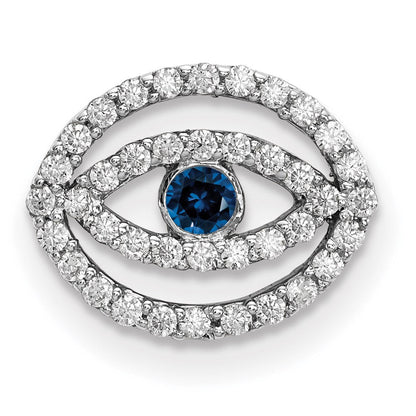 14K Weißgold Diamant- und Saphir-Halo-Anhänger „Böser Blick“