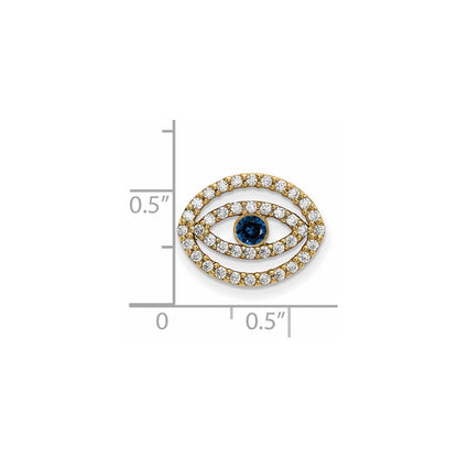 14 Karat Gelbgold Anhänger „Böses Auge“ mit Diamant und Saphir im Halo-Design, mittelgroß