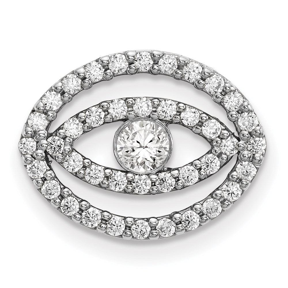 14K Weißgold Diamant-Halo-Anhänger „Böser Blick", mittelgroß