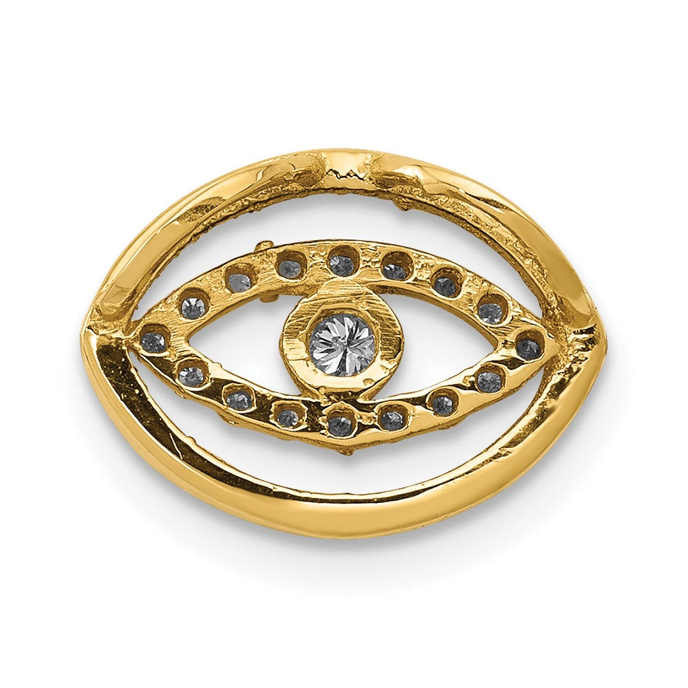 14 Karat Gelbgold Diamant-Halo-Anhänger „Böser Blick" mit Kette, 0,10 ct