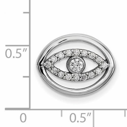 14K Weißgold Mittlerer Echter Diamant-Halo-Anhänger mit Bösem Blick
