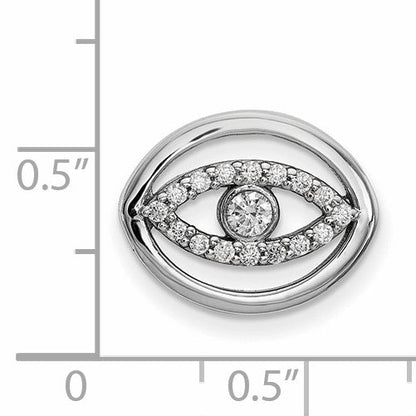 14K Weißgold Mittlerer Echter Diamant-Halo-Anhänger mit Bösem Blick