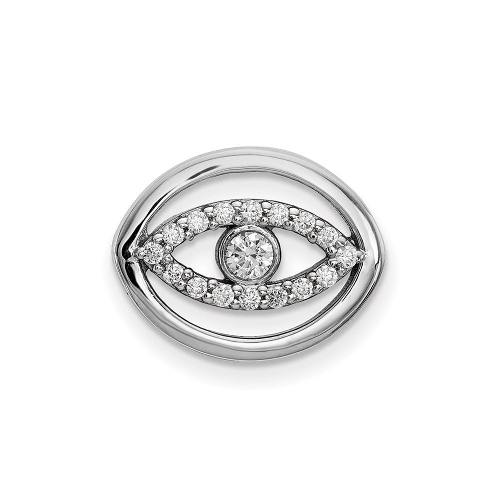 14K Weißgold Medium Echter Diamant Halo Böser-Blick-Anhänger