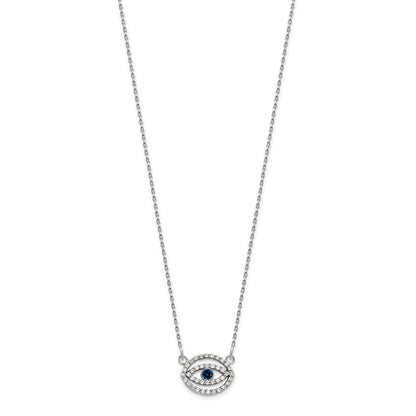 14K Weißgold Klein Halskette Diamant und Saphir Gold Heiligenschein Böse Auge