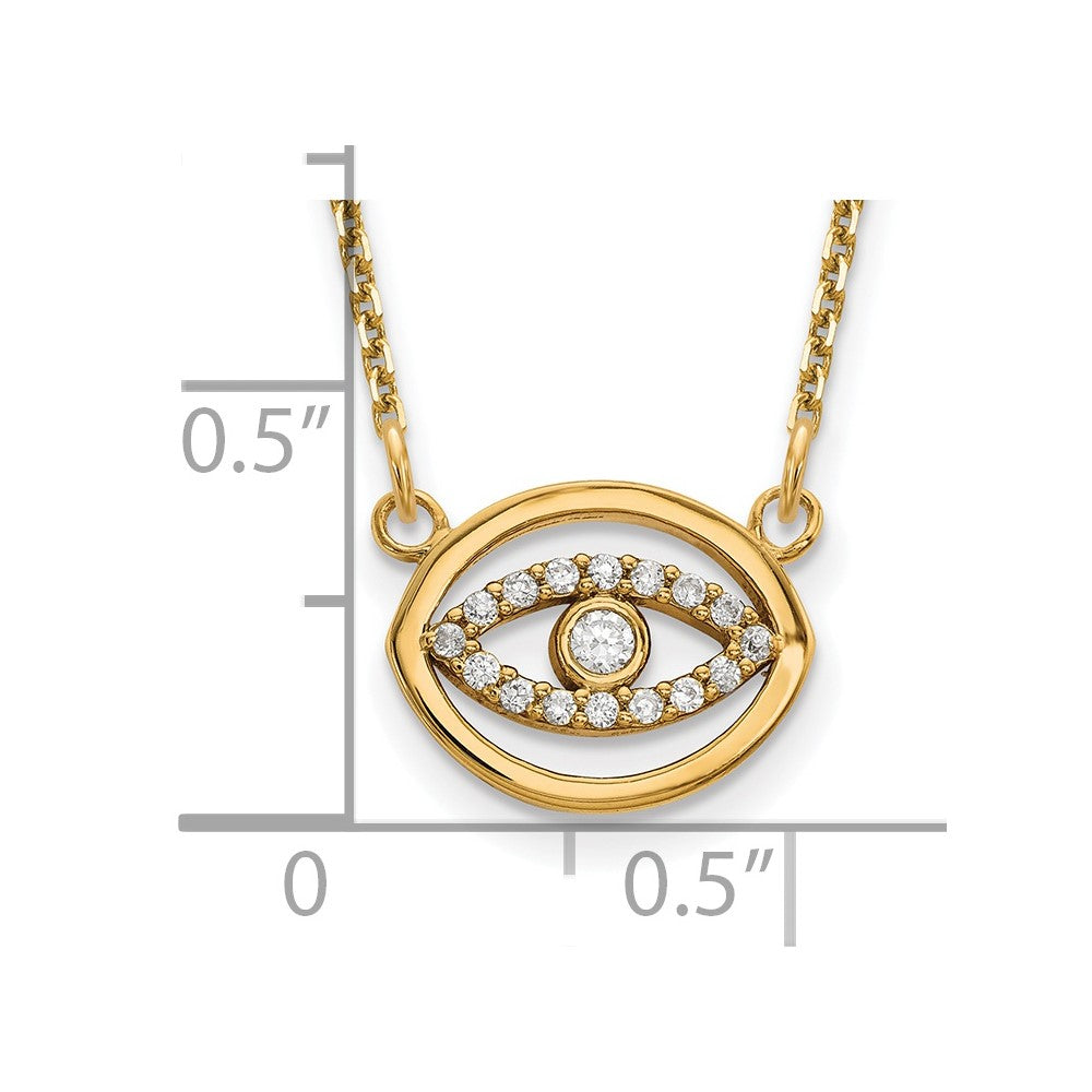 14K Gelbgold Klein Halskette Echt Diamant Gold Heiligenschein Böse Auge
