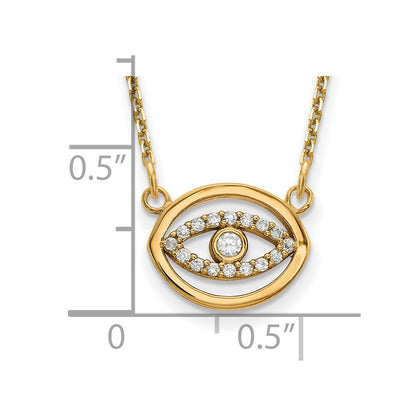 14K Gelbgold Klein Halskette Echt Diamant Gold Heiligenschein Böse Auge