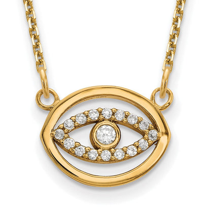 14K Gelbgold Klein Halskette Echt Diamant Gold Heiligenschein Böse Auge