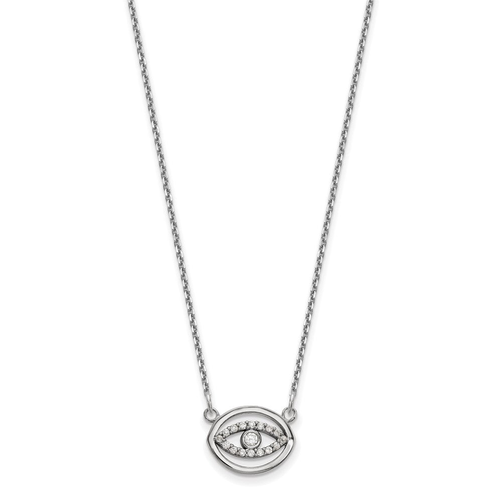 14K Weißgold Klein Halskette Echt Diamant Gold Heiligenschein Böse Auge