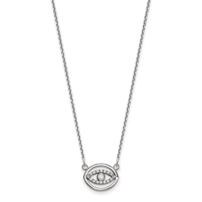 14K Weißgold Klein Echt Diamant Gold Heiligenschein Böse Auge Halskette