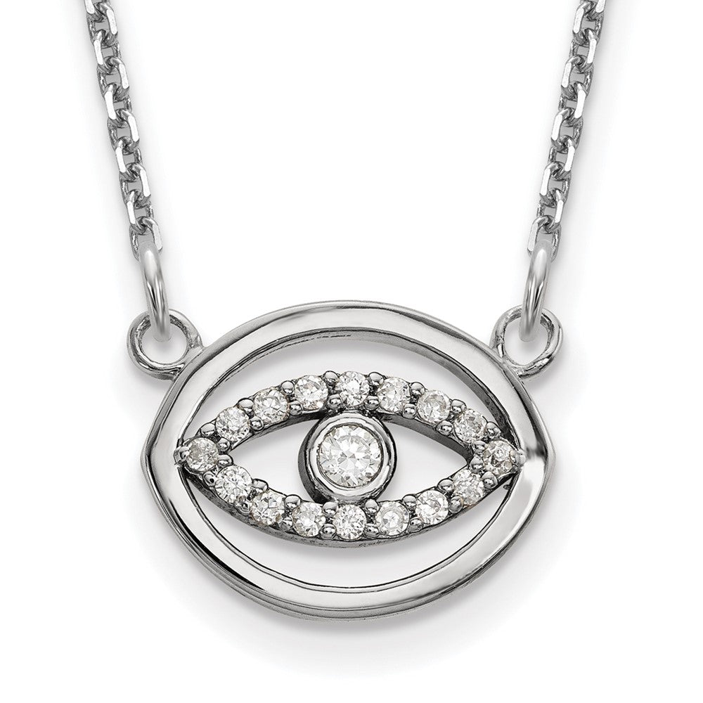 14K Weißgold Klein Halskette Echt Diamant Gold Heiligenschein Böse Auge