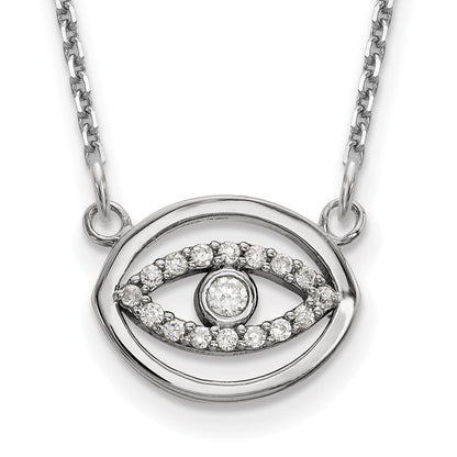 14K Weißgold Klein Halskette Echt Diamant Gold Heiligenschein Böse Auge