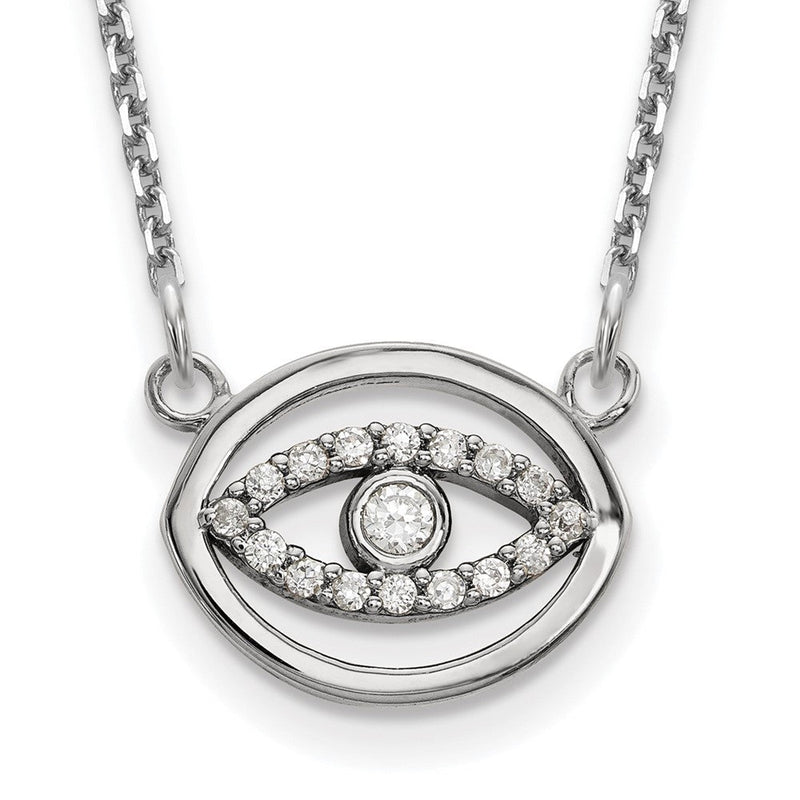 14K Weißgold Klein Halskette Echt Diamant Gold Heiligenschein Böse Auge