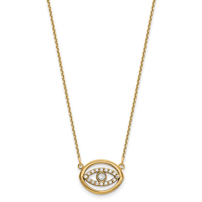 14K Gelbgold Mittel Halskette Echt Diamant Gold Heiligenschein Böse Auge