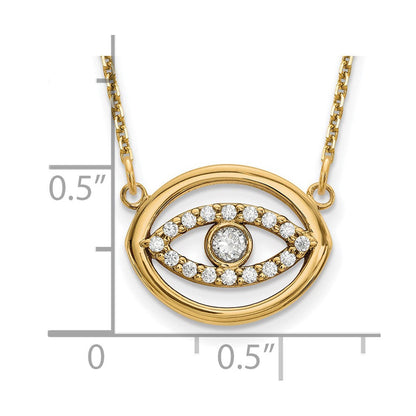 14K Gelbgold Mittel Halskette Echt Diamant Gold Heiligenschein Böse Auge