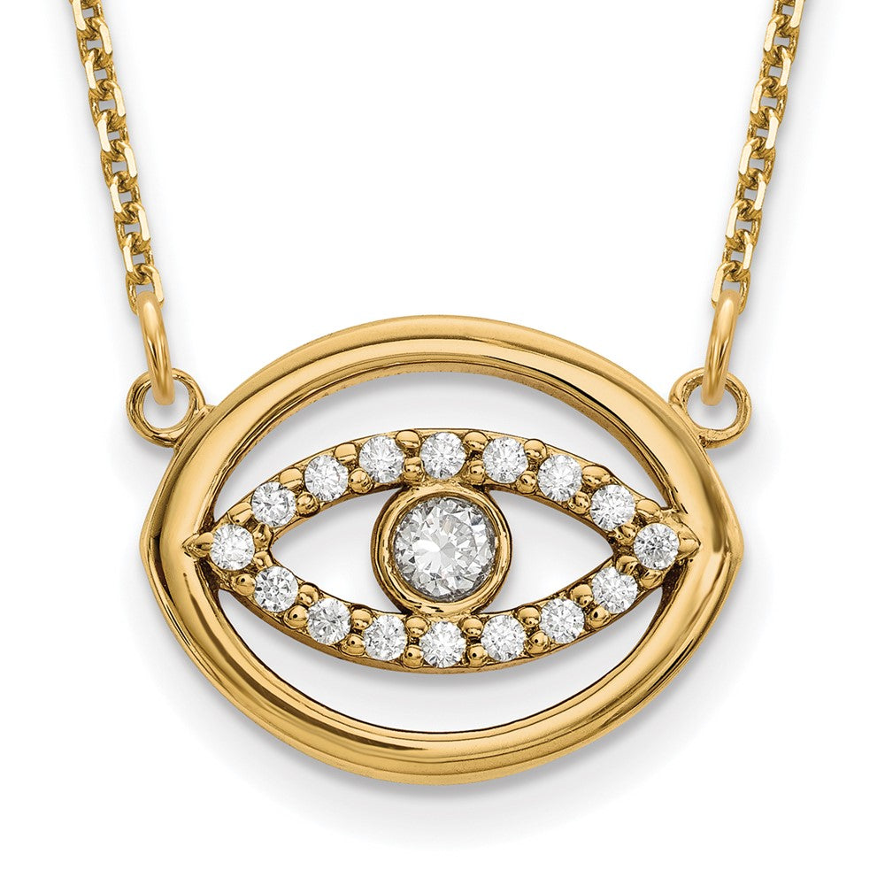 14K Gelbgold Mittel Echt Diamant Gold Heiligenschein Böse Auge Halskette