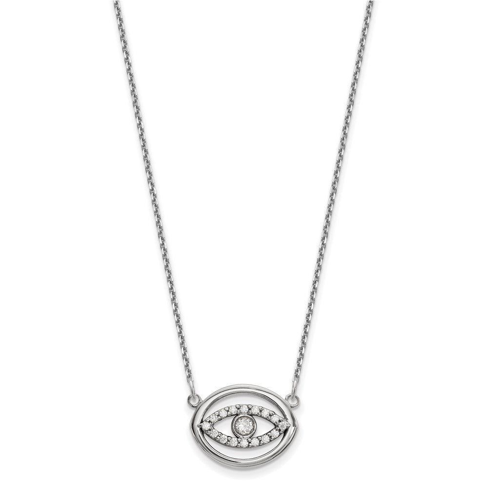14K Weißgold Mittel Halskette Echt Diamant Gold Heiligenschein Böse Auge