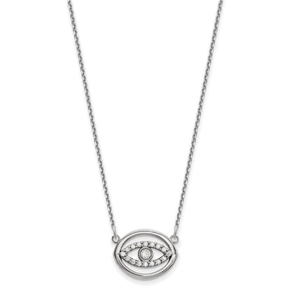 14K Weißgold Mittel Halskette Echt Diamant Gold Heiligenschein Böse Auge
