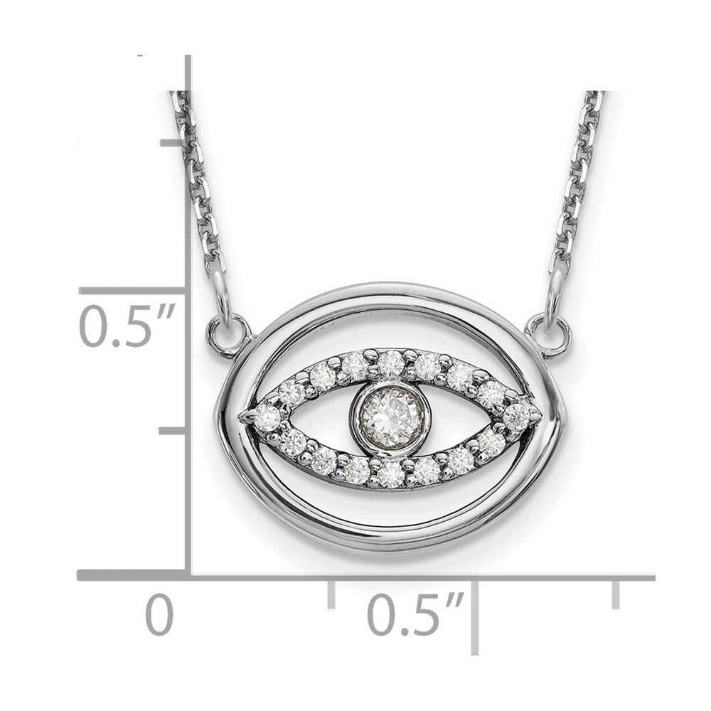 14K Weißgold Mittel Echt Diamant Gold Heiligenschein Böse Auge Halskette