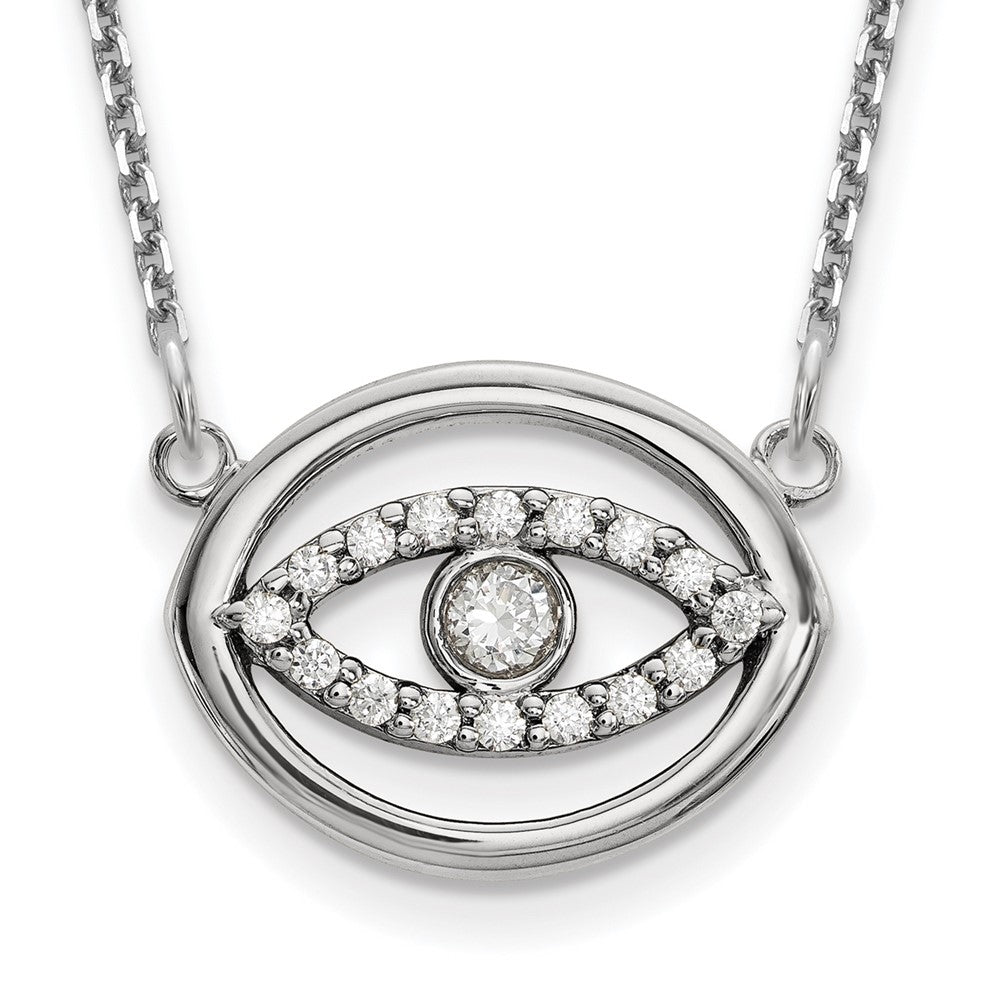 14K Weißgold Mittel Halskette Echt Diamant Gold Heiligenschein Böse Auge