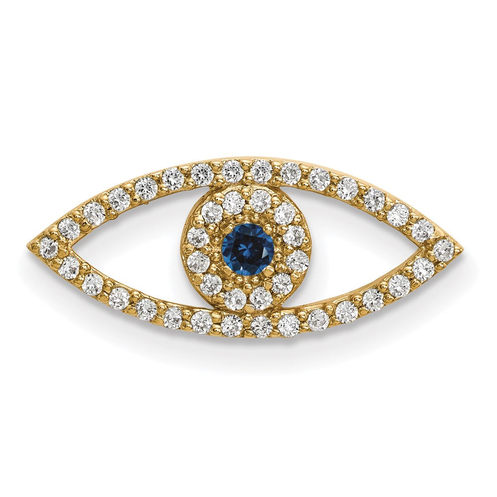 14K Kleiner Diamant- und Saphir-Anhänger „Böses Auge