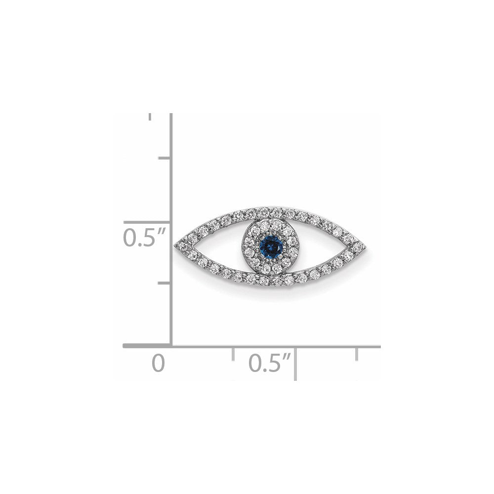 14K Weißgold Kleiner Diamant- und Saphir-Anhänger „Böser Blick“