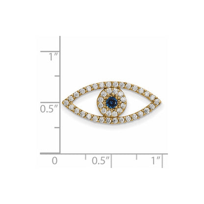 Mittelgroßer 14K Gelbgold Diamant- und Saphir-Anhänger „Böser Blick“