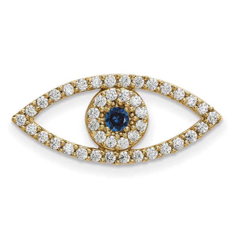 Mittelgroßer 14K Gelbgold Diamant- und Saphir-Anhänger „Böser Blick“