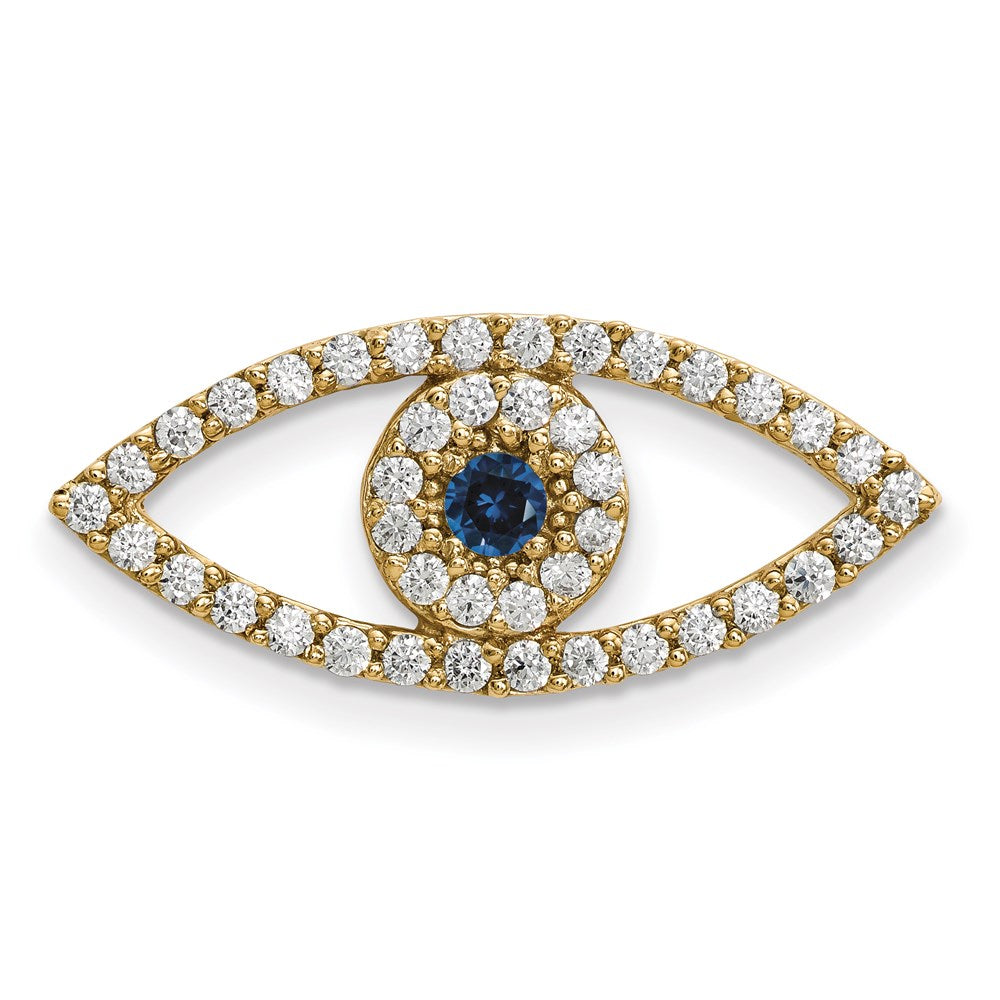 14 Karat Gelbgold Diamant- und Saphir-Anhänger "Böses Auge", mittelgroß