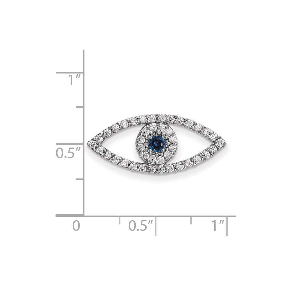 14K Weißgold Anhänger „Böses Auge“, mittelgroß, mit Diamanten und Saphiren