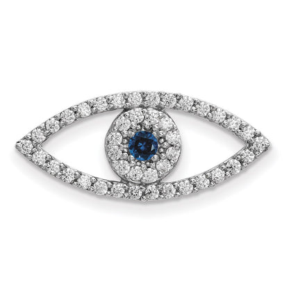 14K Weißgold mittlerer Diamant- und Saphir-Anhänger „Böser Blick“
