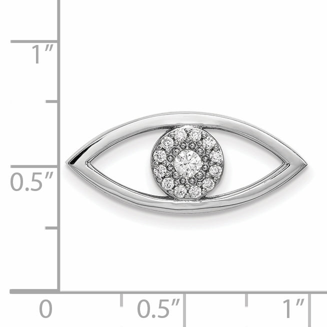 14K Weißgold Anhänger Böses Auge mit echten Diamanten, mittelgroß