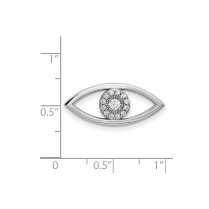14k Weißgold Böser-Blick-Anhänger mittlerer Größe mit echten Diamanten