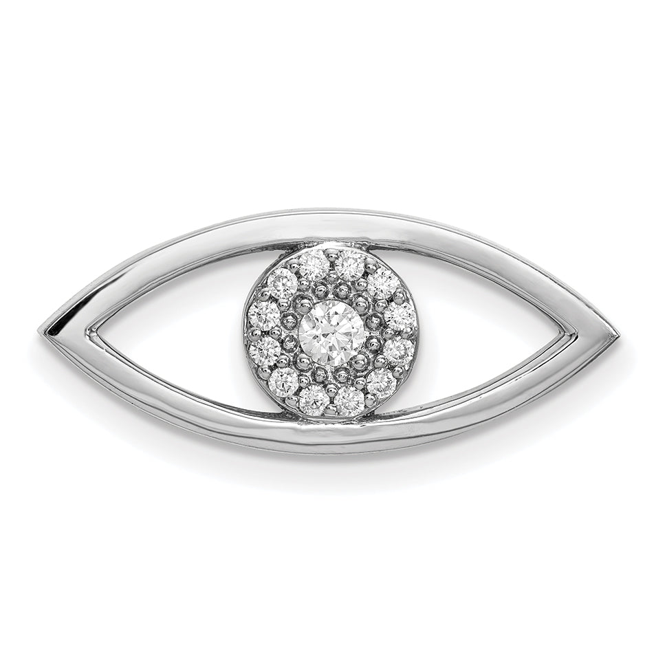 14K Weißgold Anhänger Böses Auge mit echten Diamanten, mittelgroß