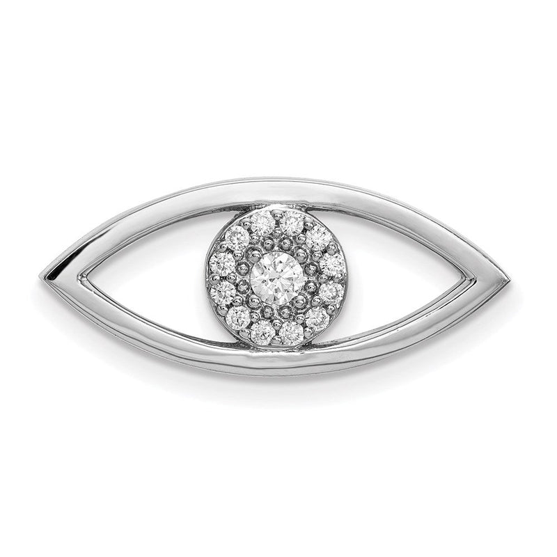 14k Weißgold Böser-Blick-Anhänger mittlerer Größe mit echten Diamanten