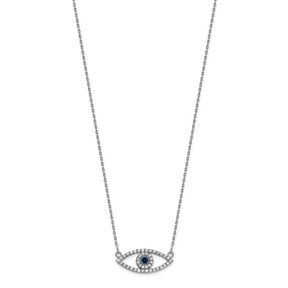 14K Weißgold Klein Diamant und Saphir Böse Auge Halskette