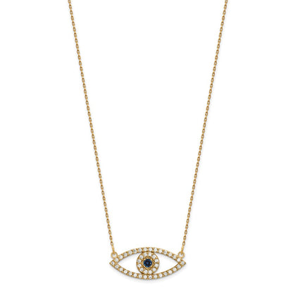 14K Mittel Diamant und Saphir Böse Auge Halskette