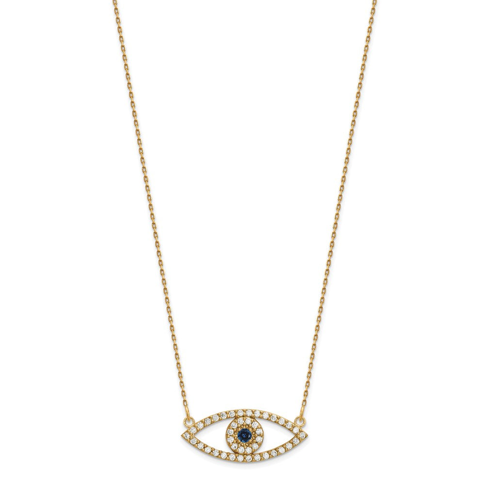 14K Mittel Halskette Diamant und Saphir Böse Auge