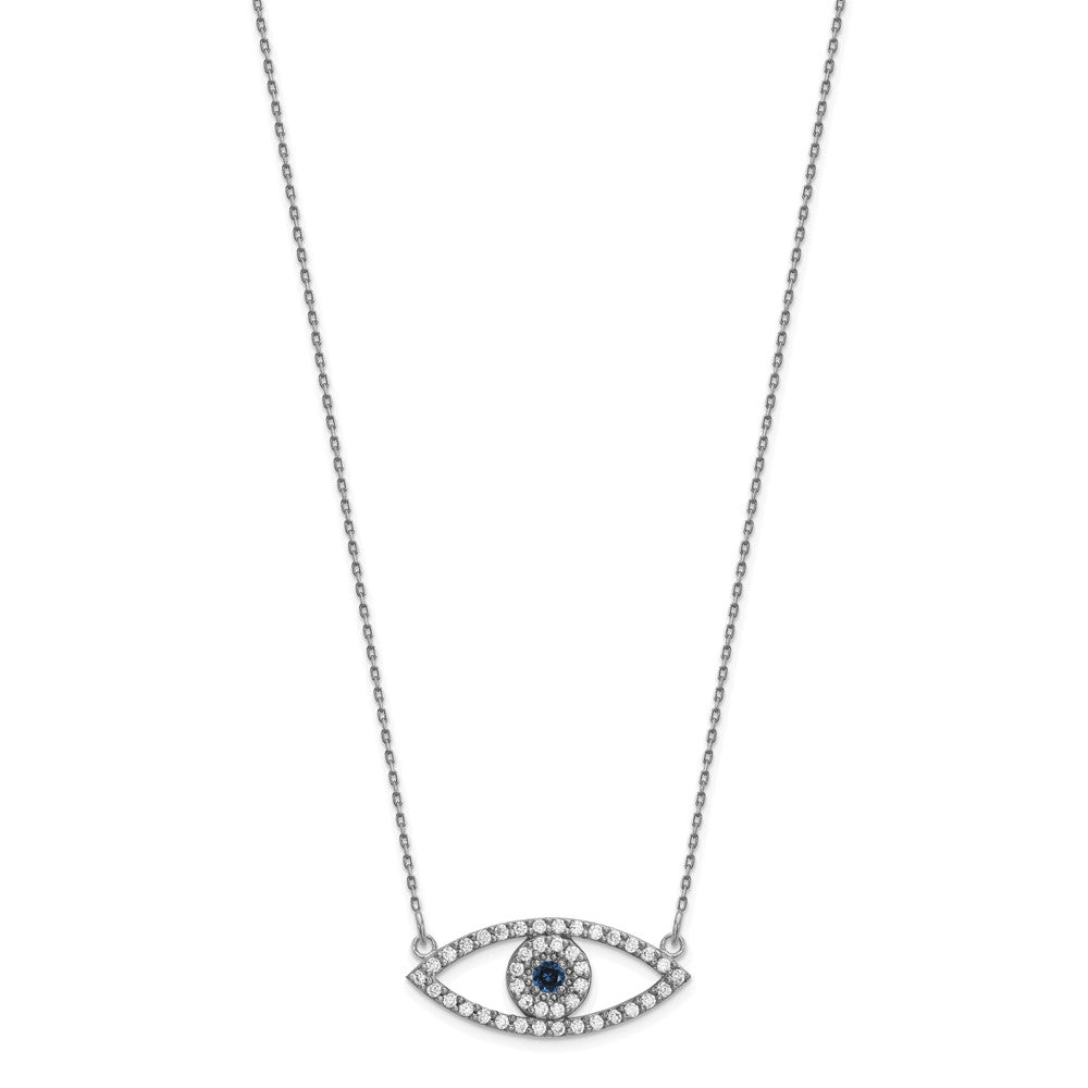 14K Weißgold Mittel Halskette Diamant und Saphir Böse Auge