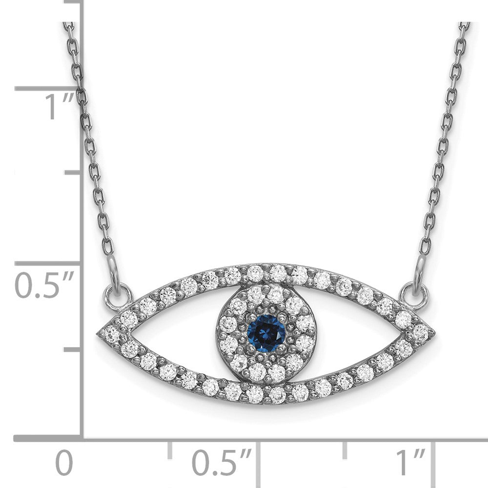 14K Weißgold Mittel Halskette Diamant und Saphir Böse Auge