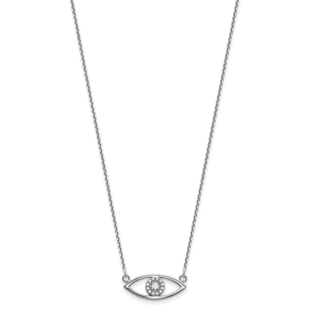 14K Weißgold Klein Echt Diamant Böse Auge Halskette