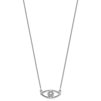 14K Weißgold Klein Echt Diamant Böse Auge Halskette