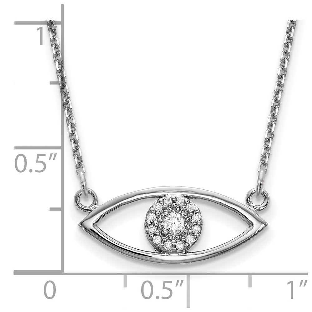 14K Weißgold Klein Echt Diamant Böse Auge Halskette