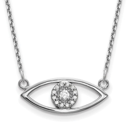 14K Weißgold Klein Echt Diamant Böse Auge Halskette