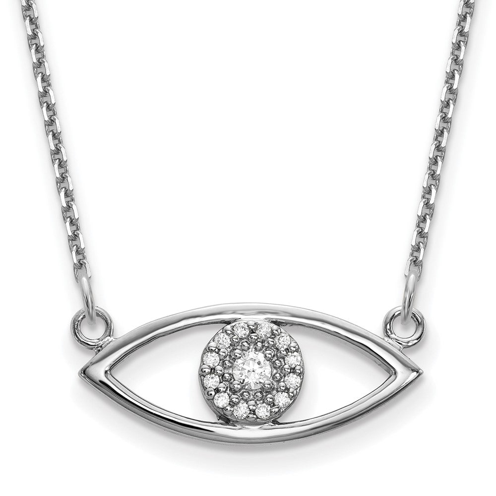 14K Weißgold Klein Echt Diamant Böse Auge Halskette